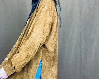 1970s suede shirt jacket // Size S-M