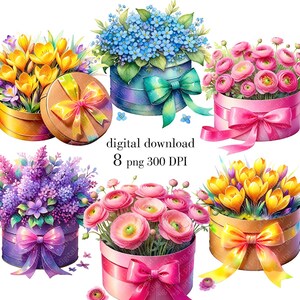 Blumenbox png, Frühlingsblumendesign, Blumendruck, Blumenpostkartendesign, Muttertagsdruck png, Frauentagsdruck