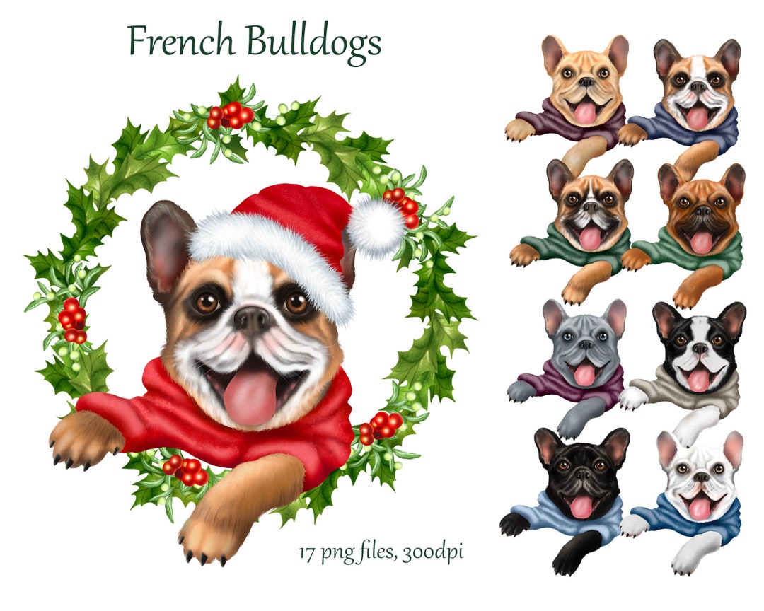 French Bulldogs Clipart. French Bulldog Png Print, Gift for Dog Lovers