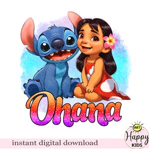 Lilo And Stitch schattige png-print, Ohana png-print, Ohana Stich-sublimatieontwerp, instant download
