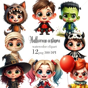 Spooky Baby Halloween Print Set, Kids Costume Clipart Set, Instant Download Fun Images