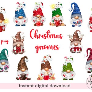 Pacchetto clipart gnomo natalizio, grafica png gnomo invernale, sublimazione natalizia, sfondo trasparente download immediato gnomi png