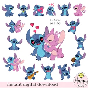 Stitch schattige SVG-clipart, PNG-bestanden om te downloaden voor commercieel gebruik om af te drukken, Stitch vectorset, download Instant Download