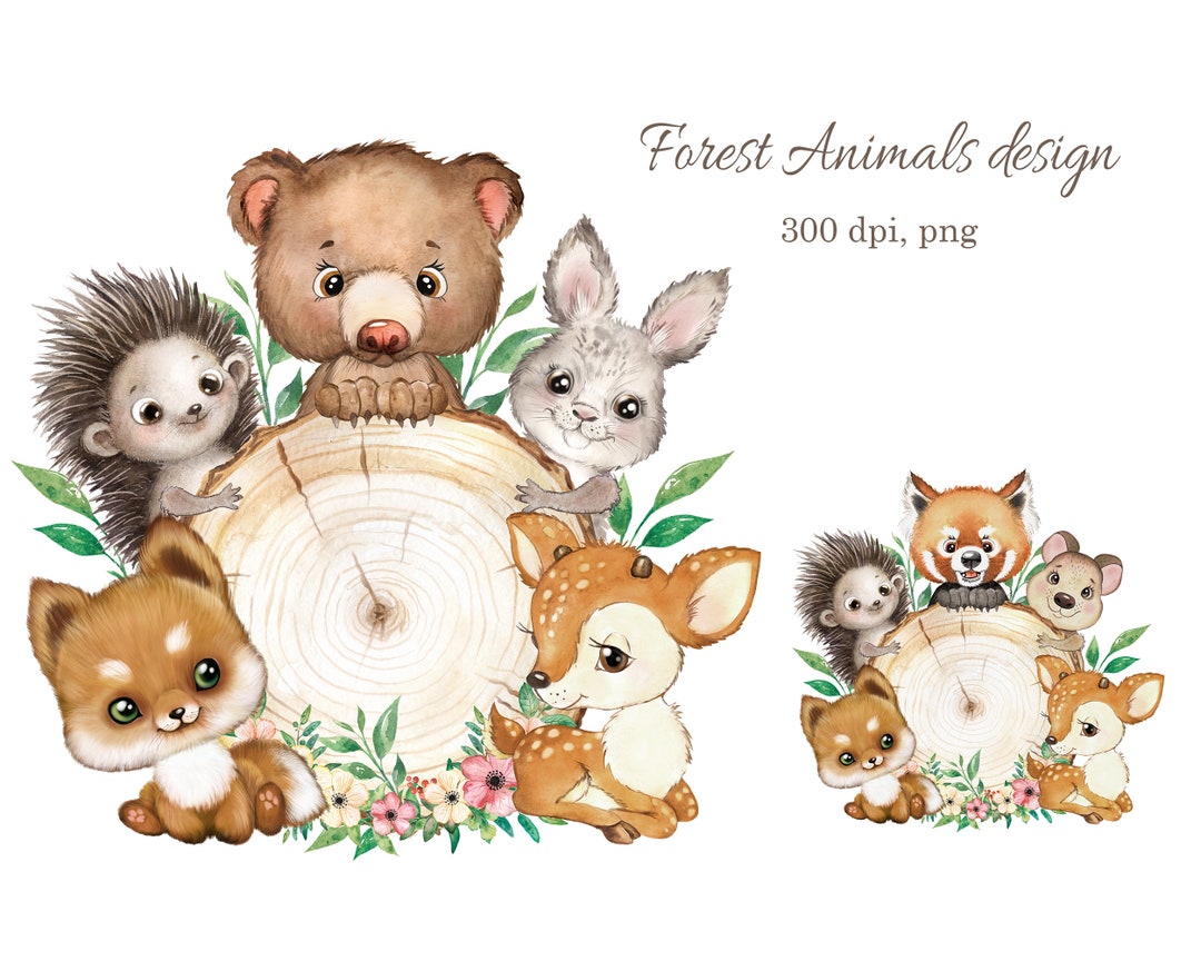 Forest Baby Animals PNG, Forest Animals Sublimation Design, Woodland