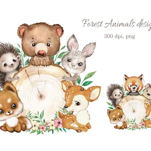 Forest baby animals PNG, forest animals sublimation design, woodland animals, Instant Digital Download