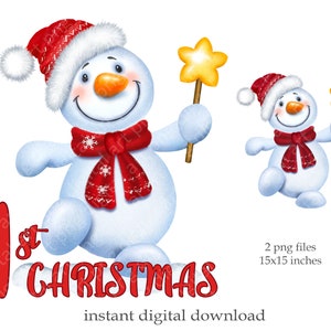 Weihnachten Schneemann PNG, Schneemann Sublimationsdesign, Schneemann PNG, Erstes Weihnachtsdesign, Schneemann Png Design
