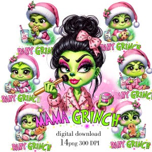CUSTOM Christmas Mama PNG, Noël vert bébé Png, nom enfant Png, conception de t-shirt de Noël, Noël 2024 Png, téléchargement numérique
