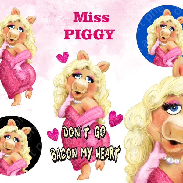 Miss Piggy png clipart, Piggy clipart, Piggy png clipart, Piggy png print, Piggy in pink dress, instant digital download