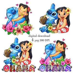 PNG-print Stitch and Lilo, Lilo Stitch-sublimatieontwerp, Ohana png-print, Instant download