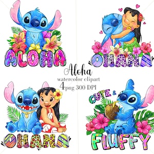 Aloha Stitch png-afdruk, Ohana Stitch png-afdruk, schattige steek, Lilo Stitch-sublimatieontwerp, Instant Download