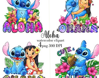 アロハ・スティッチPNGプリント。リロ・アンド・スティッチ昇華
