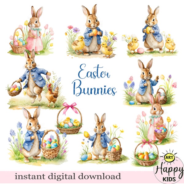 Easter Bunny Design, Peter Rabbit PNG, Sublimation Design, Printable Art, Baby  Print, Digital Download