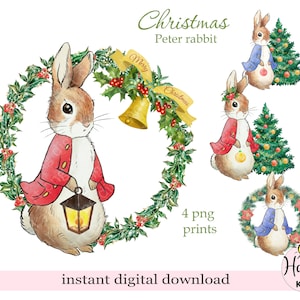 Peter Rabbit Natale PNG, Peter Rabbit Sublimazione Design, Peter Rabbit stampa digitale, Simbolo del coniglio 2023