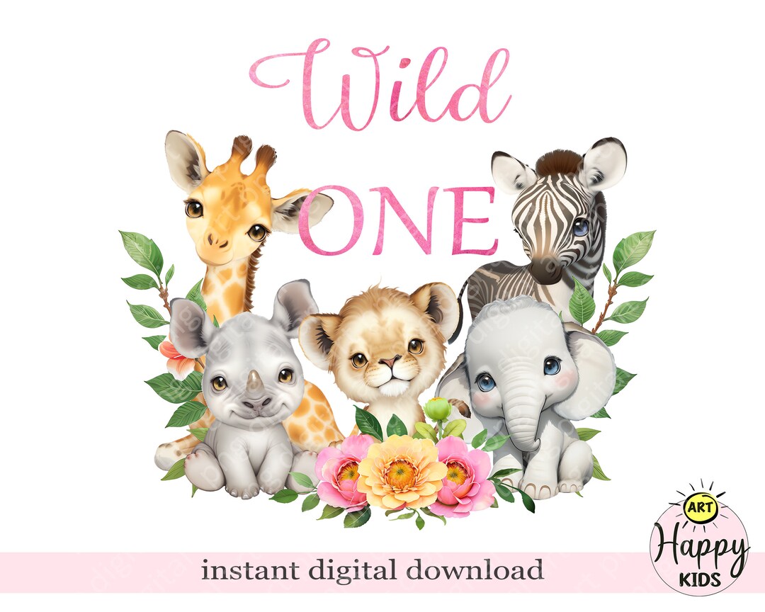 Wild One Baby Safari Animals PNG First Birthday Sublimation - Etsy Canada