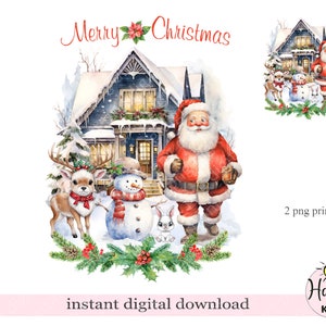 Papai Noel Natal PNG, Design de Papai Noel, Design de Sublimação de Natal, Sublimação de Feriado de Feliz Natal, Download Digital Instantâneo