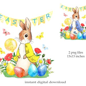 Easter Bunny PNG, Peter Rabbit  Easter PNG, Sublimation Design, Baby T-Shirt Design, Easter Printable Art, Digital Download