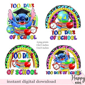 100 dagen school png, sublimatieontwerp, schattige steek png, terug naar school png, downloadInstant download
