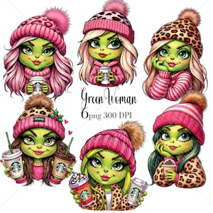 Menina de Natal Cute Boujee PNG, Menina Verde Média Natal Png, leopardo Natal Png, design de camiseta de Natal, download instantâneo