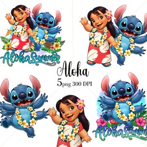 Aloha stitch png-afdruk, schattige steek, Lilo Stitch-sublimatieontwerp, digitaal steekbestand, Instant Download