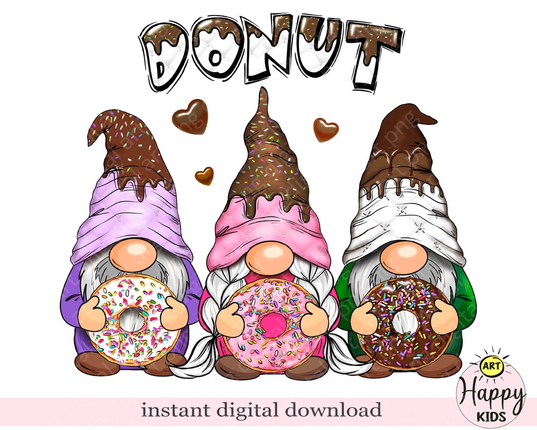 Gnomes With Donuts Png, Gnome Sublimation Design, Cute Gnomes Png