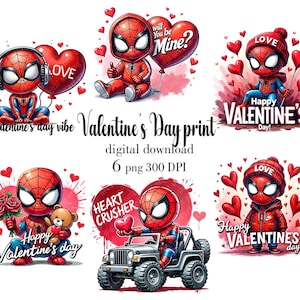 Valentijn superheld png, spin Valentijnsdag print png, schattige superheld png, Valentijn cartoon png, instant download