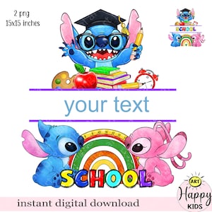 Stitch School Leuke png-afdruk, School Stitch-sublimatieontwerp downloaden, terug naar school, Instant Download