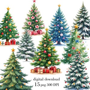 Imágenes prediseñadas de árbol de Navidad, árbol de Navidad PNG, diseño de tarjeta navideña, diseño navideño, descarga digital instantánea