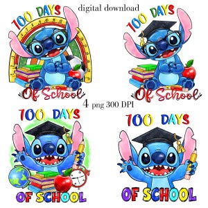 Stitch schooljongen png-print, Stitch and school print, 100 dagen school png-print, direct downloaden
