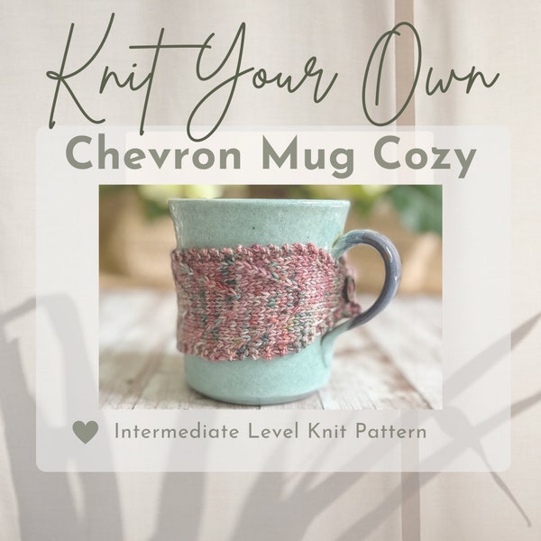 Mug cozy knitting patterns, DIGITAL DOWNLOAD, coffee cozy pattern, mug warmer pattern, DIY coffee gifts for women, tea cup cozy,