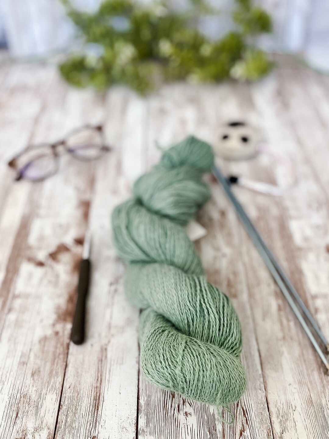 Sage Green Yarn, Alpaca Yarn, Merino Yarn, Fingering Weight Yarn