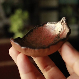 Small ceramic leaf bowls | handcrafted dishes for herbs, dips, trinkets and jewelry | rustic organic pottery