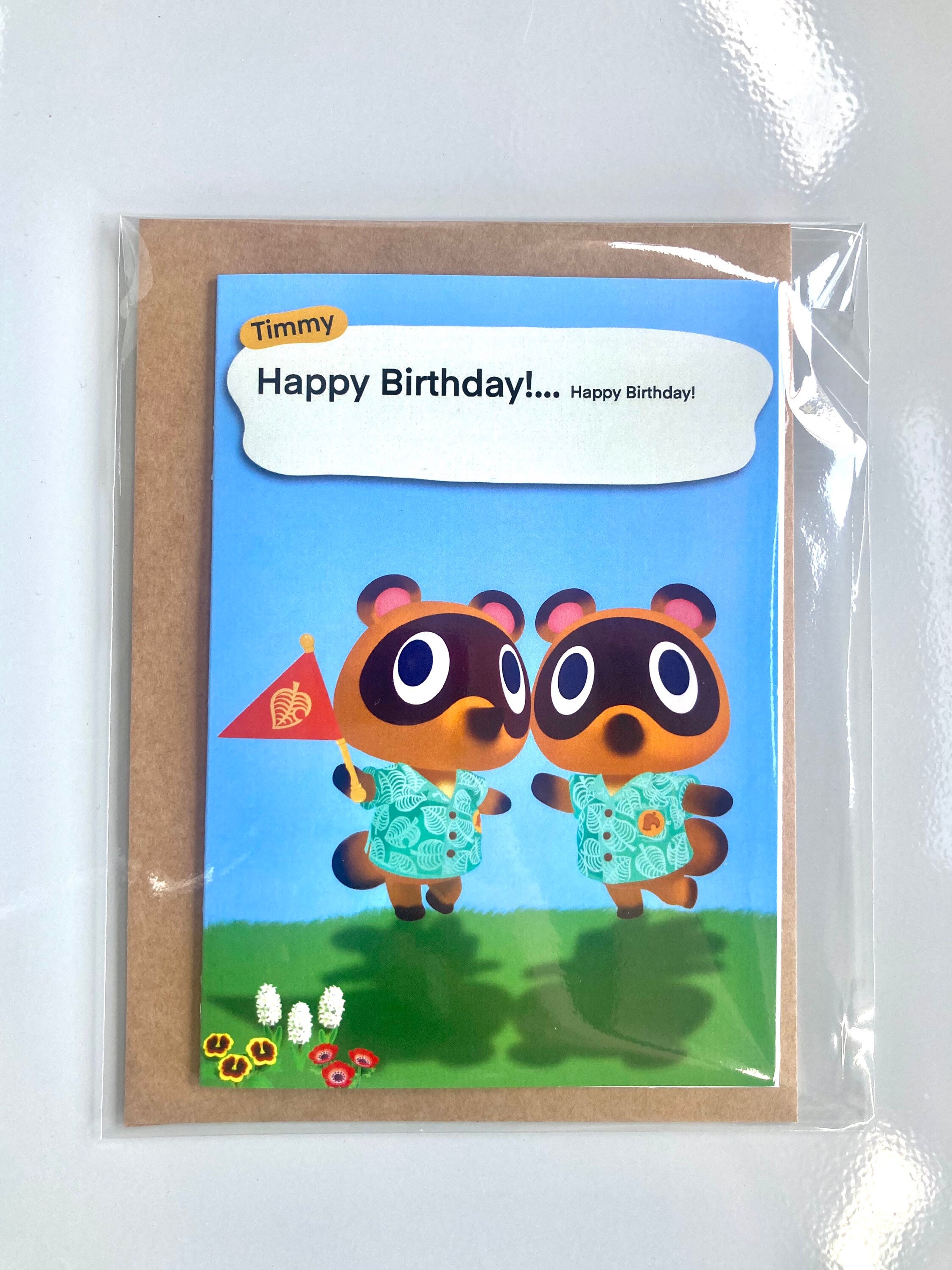 Animal Crossing Happy Birthday Card Timmy and Tommy Etsy