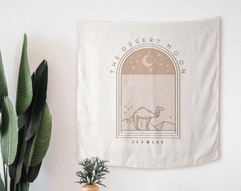 Desert Moon Tapestry | Bohemian Wall Hanging, Minimalist Home Decor