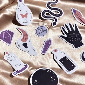 Juego de pegatinas Witchy Moonchild / Calcomanías celestiales impermeables (20 unidades)