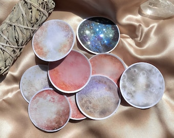 Juego de pegatinas de vinilo de luna en acuarela / Calcomanías celestiales para portátil