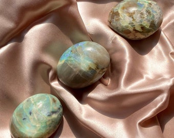 Green Moonstone Palm Stone | Healing Crystal, Meditation