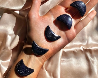 Maankristal van blauw zandsteen | Indigo chakra genezende steen