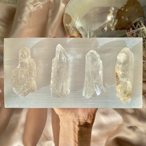 Quartz Crystal Wand | 3-4&quot; Rough Mineral Point | Shiny Shimmer Metaphysical Healing Stone | Long Natural Ethereal Crystals