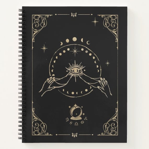 The Cleo Moon Spiral Notebook Black or White Blank Lined Etsy