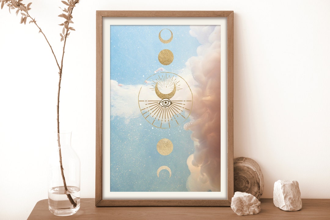 Celestial Moon Phases Art Print | Modern Mysticism Wall Decor - Etsy