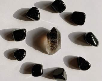 Obsidian Tumbled Stone | Black Crystal Mineral Specimen | Witchy Metaphysical Healing Crystals