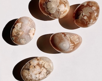 Cherry Blossom Agate Palm Stone | Healing Worry Stone
