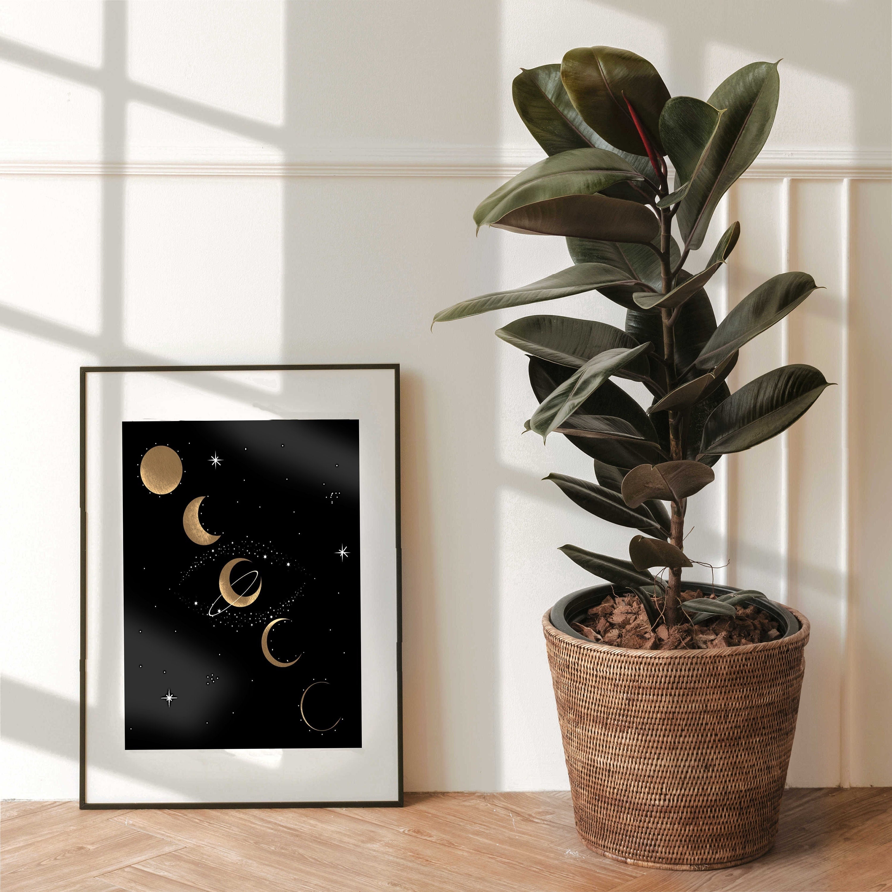 Phases of the Moon Celestial Art Print Clouds Celestial Lunar Artwork ...
