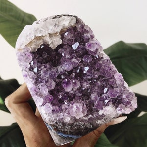 Amethyst Crystal Cluster | Meditation Healing | Large Medium Crystals | Geode | Purple White Lilac Violet Stone | Bookends | Spirituality