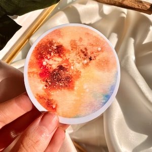 Pandora Moon Vinyl Sticker | Gelbe warme Florale Aquarell Pastell | Wasserabweisende Wasserflasche Laptop Aufkleber Celestial Aufkleber Die Cut Sticker
