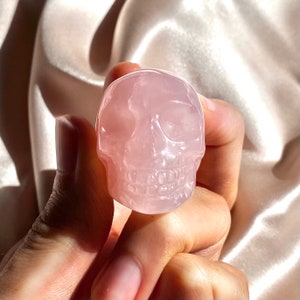 Rose Quartz Skull Crystal | 1.5" Pink Magic Astrology Spirituality Stone Metaphysical Chakra Healing Crystals | Textured Metaphysical Stones