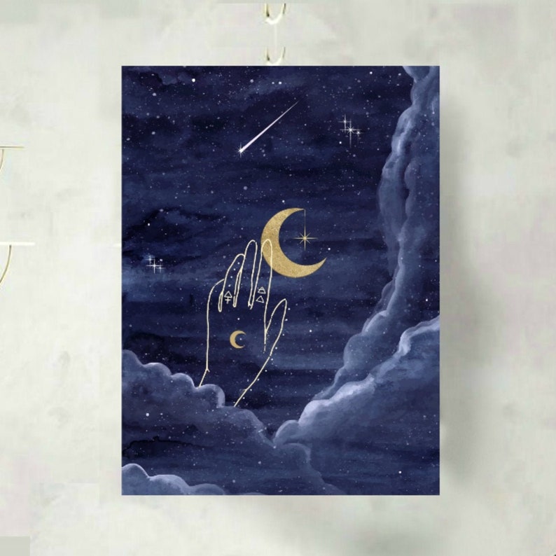 Once in a Blue Moon Art Print | Clouds Celestial Lunar Artwork ...