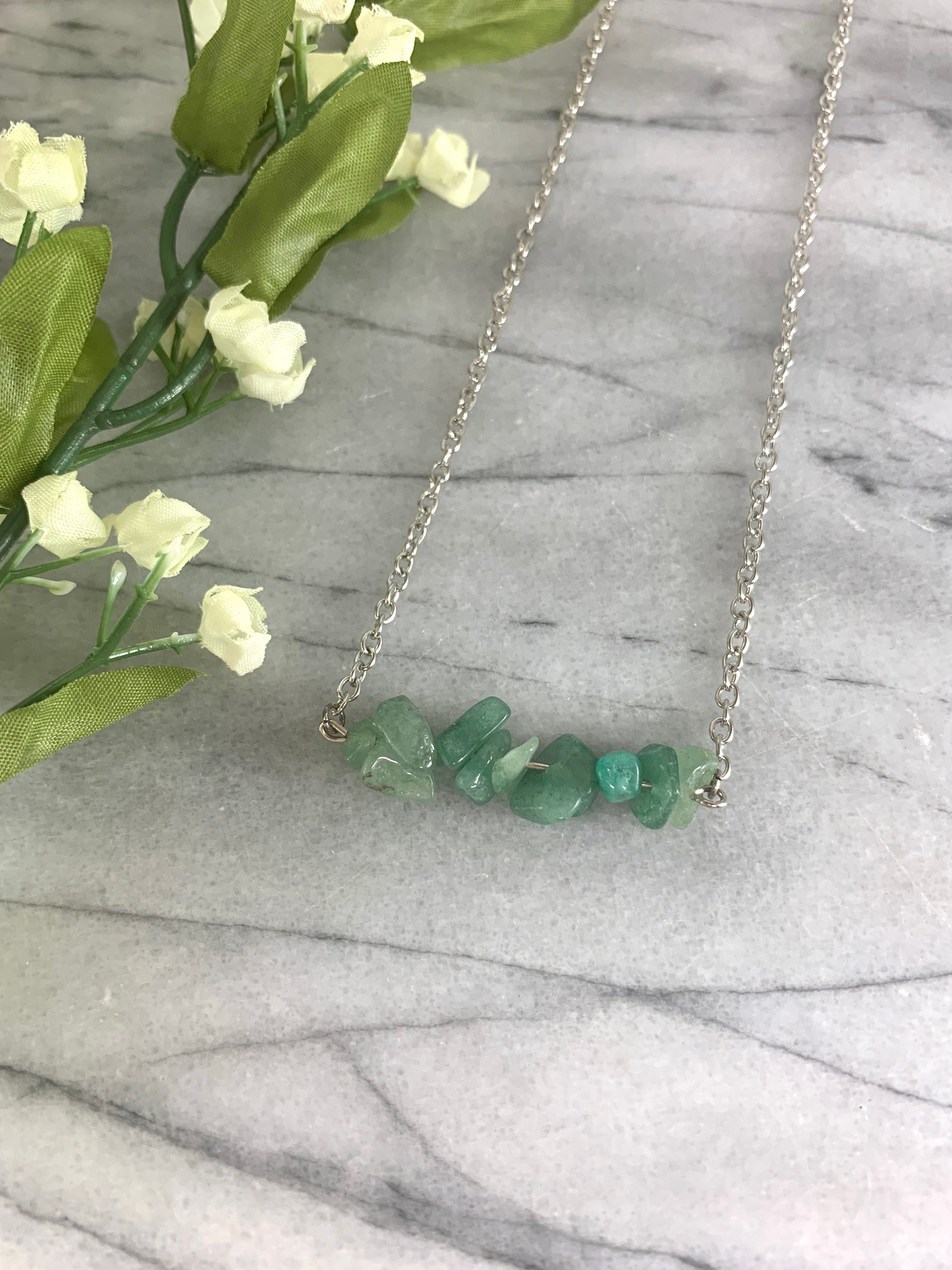 Gemstone necklace blue stone necklace aqua stone necklace | Etsy