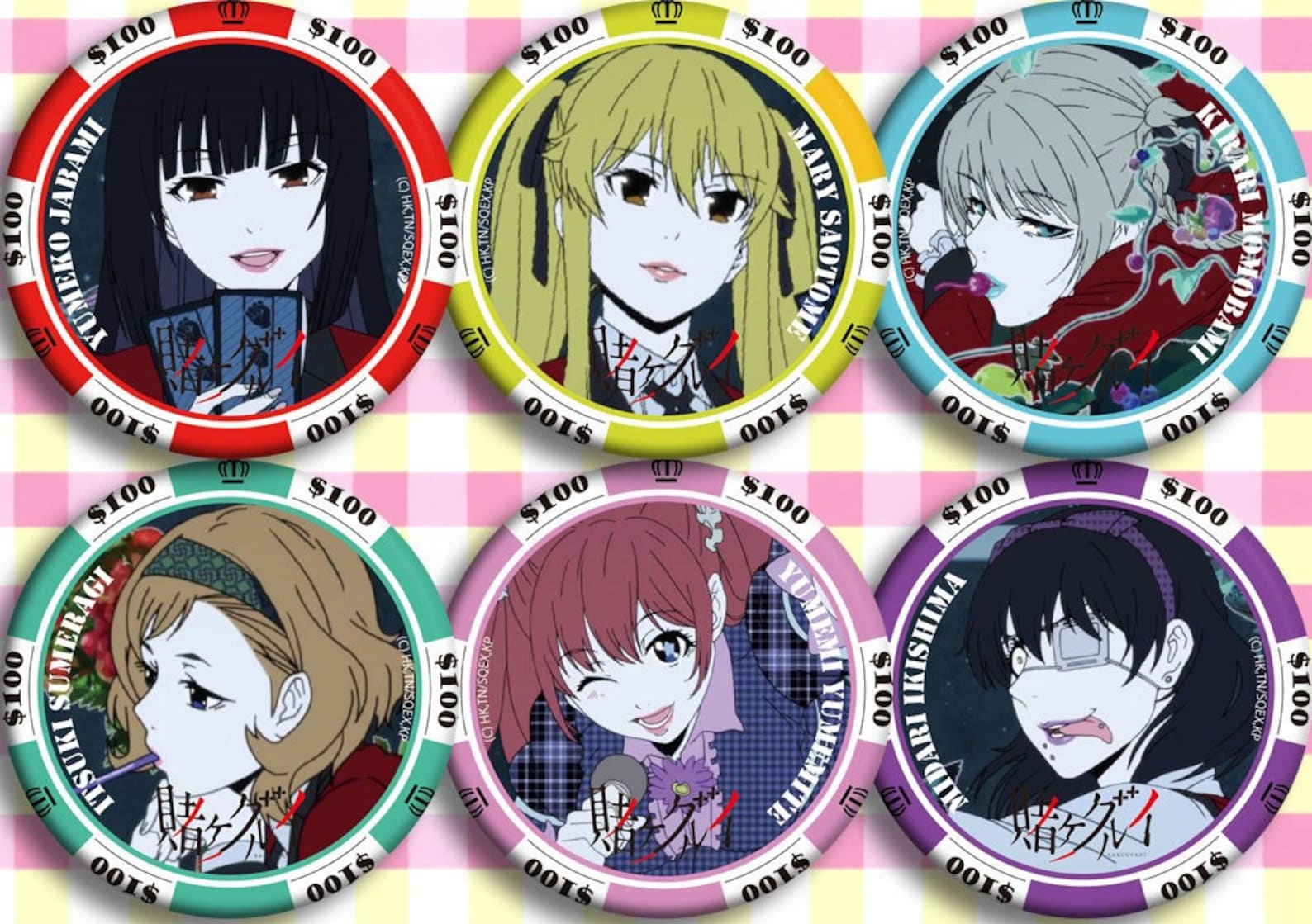 Buy 3 Get 1 free Kakegurui Poker Chips Badges Pin Japanese | Etsy