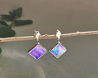 TESSELA sapphire blue stained glass diamond earrings